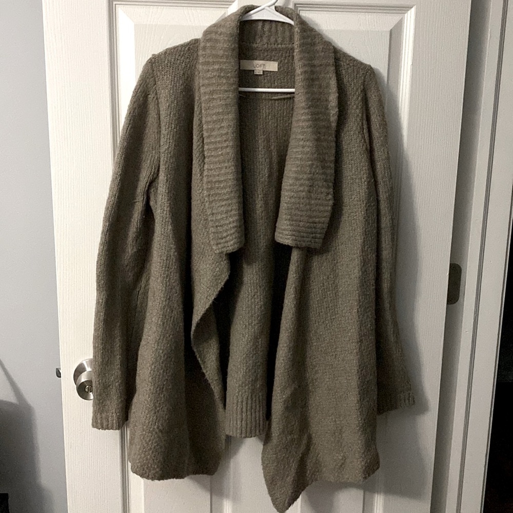 LOFT Grey-ish/Light Brown Long Sleeve Cardigan Size Medium
